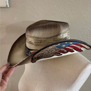 Kenny K. Tan Cowboy Hat with American Flag Design
